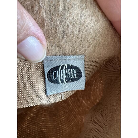 Y2K CC Cheveux Angora Bucket Hat Wide Brim Tan Womens One Size Fur Streetwear - Picture 2 of 3